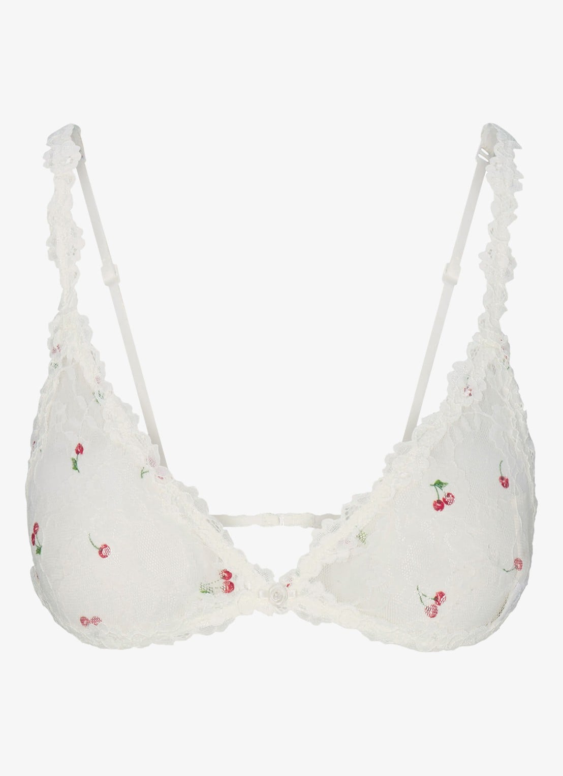 SKIMS Stretch Lace bralette van kant - voorkant 2 ivory cherry