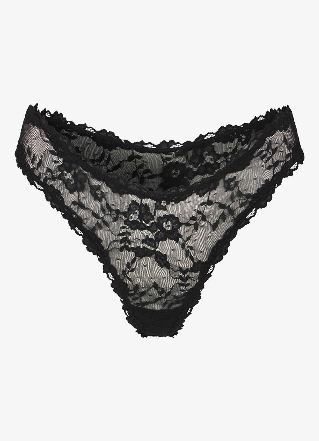 SKIMS Stretch Lace string van kant - voorkant soot