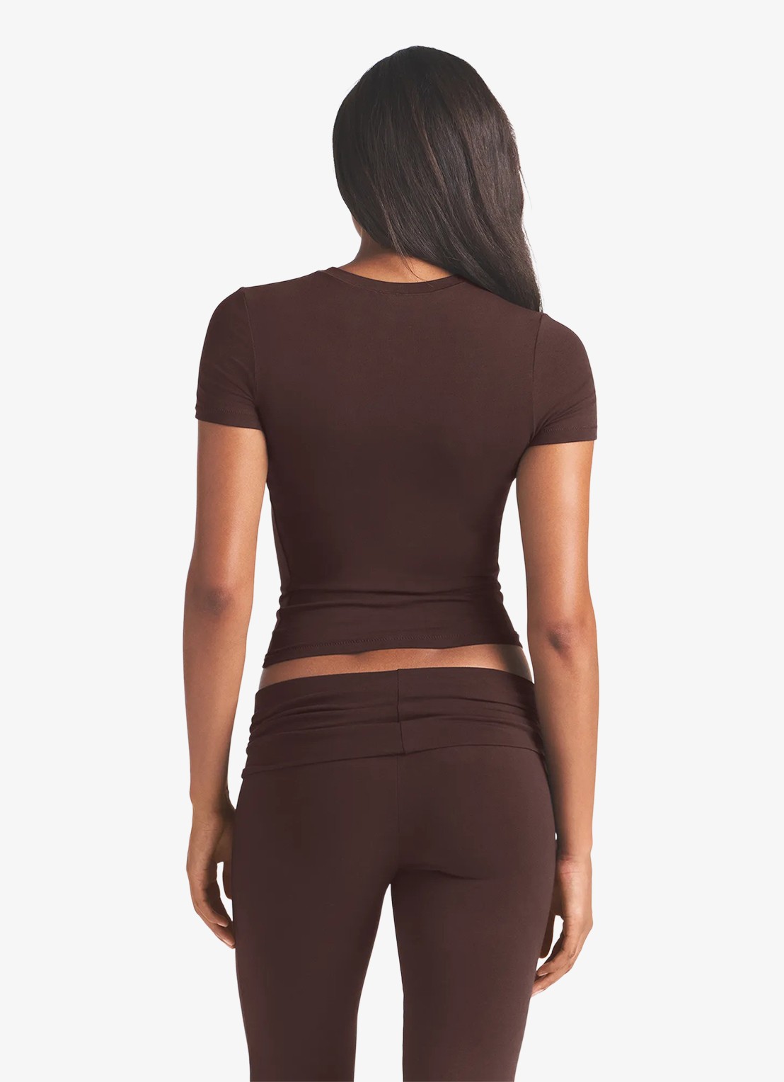 SKIMS T-shirt met stretch - achterkant bruin