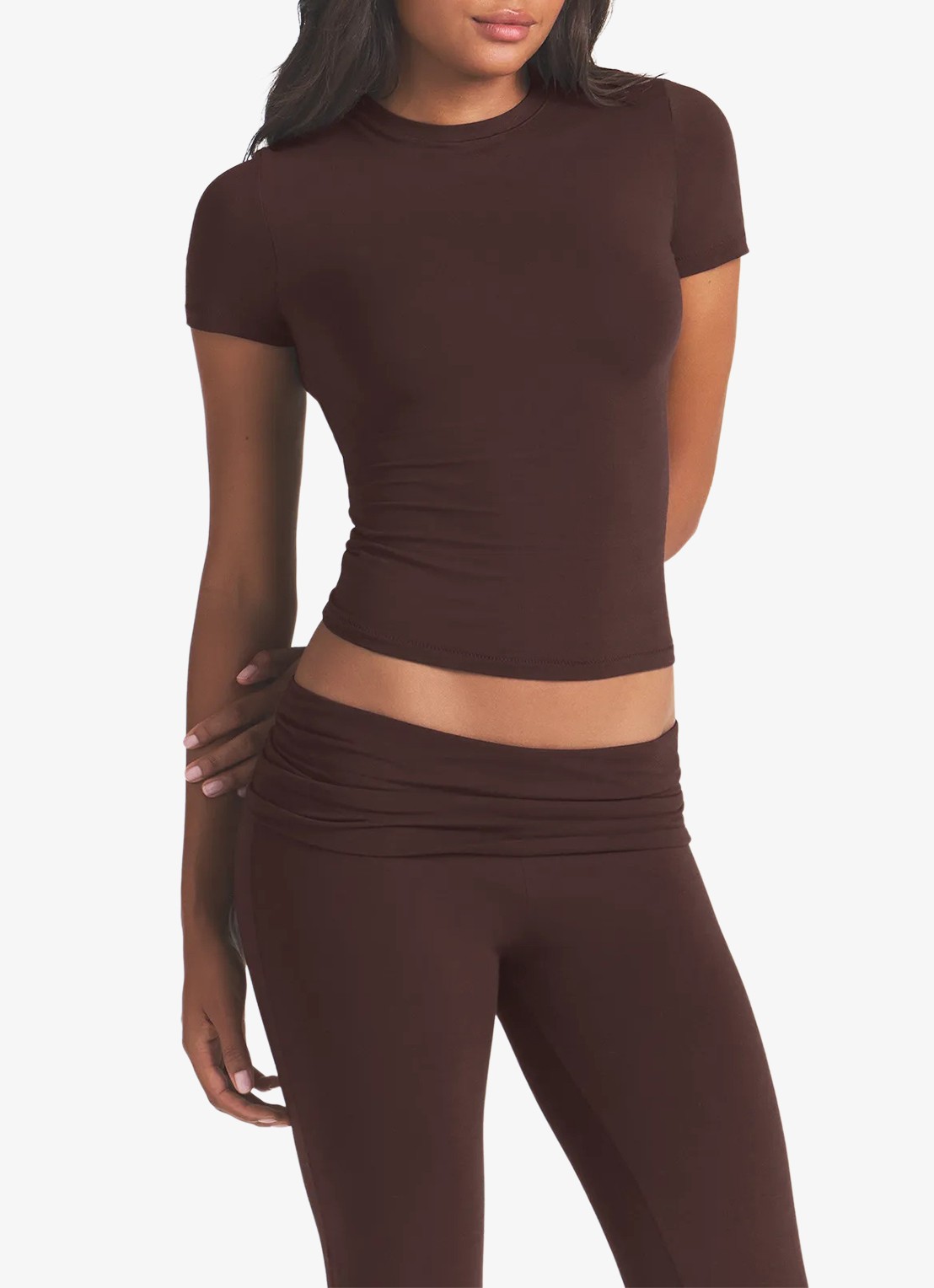 SKIMS T-shirt met stretch - detail 2 bruin