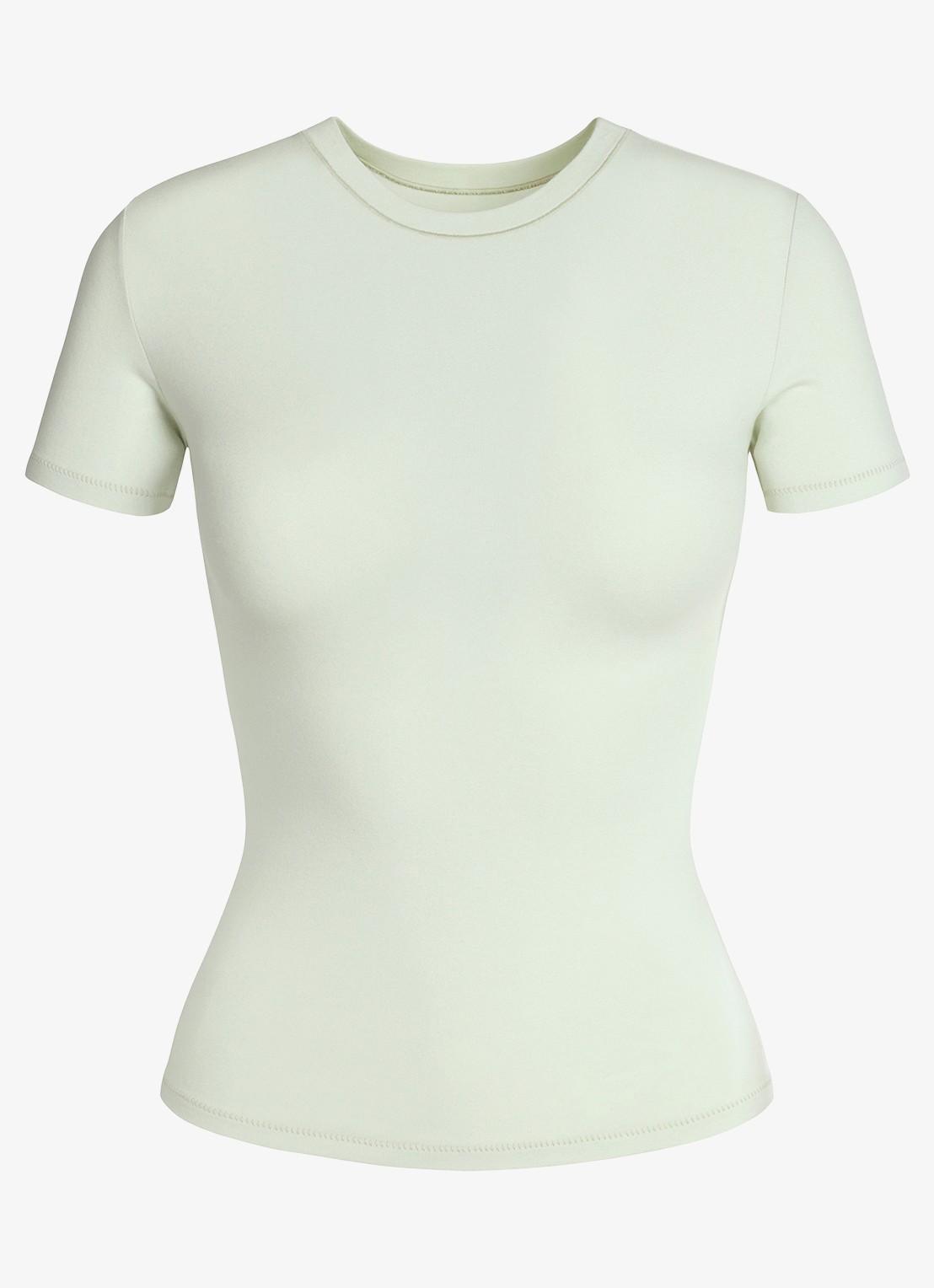 SKIMS T-shirt van jersey met ribstructuur - voorkant 3 mint