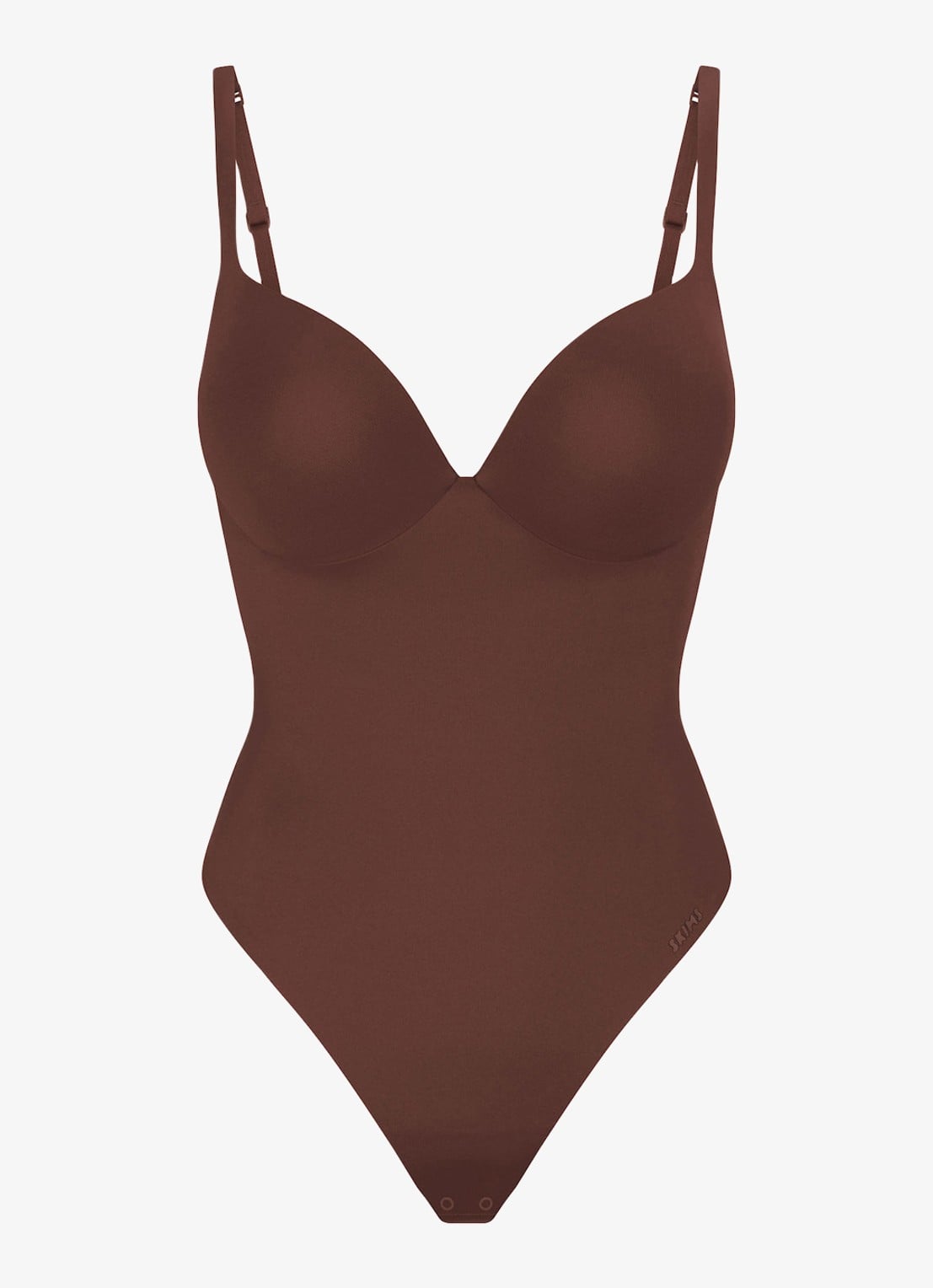 SKIMS Ultimate stringbody - voorkant chocoladebruin