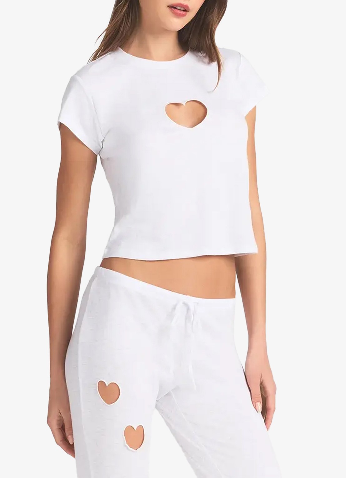 SKIMS Worn In Jersey cropped T-Shirt met cut-out detail - detail 4 snow