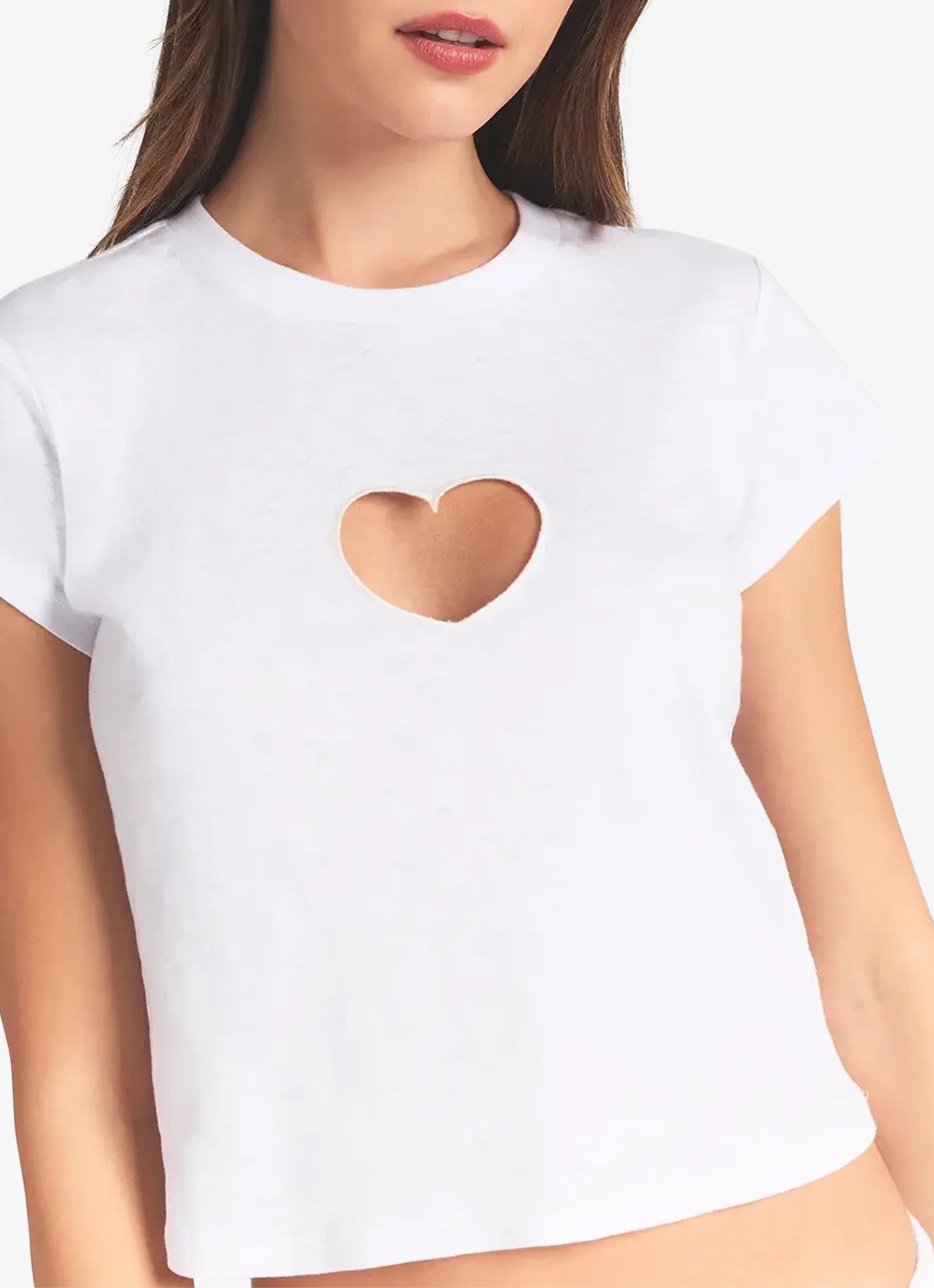 SKIMS Worn In Jersey cropped T-Shirt met cut-out detail - detail 5 snow