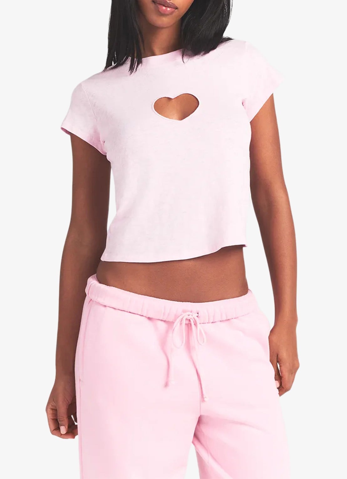 SKIMS Worn In Jersey cropped T-Shirt met cut-out detail - detail 4 baby pink
