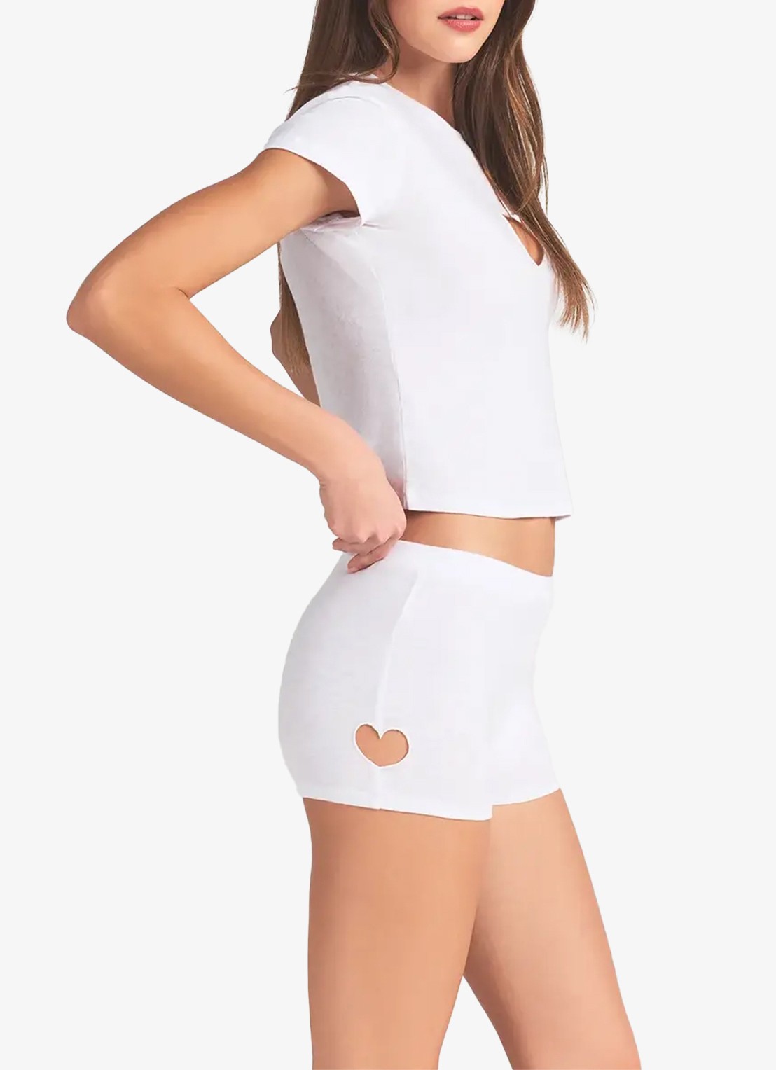 SKIMS Worn In Jersey Micro Heart shorty met cut-out detail - detail 4 snow