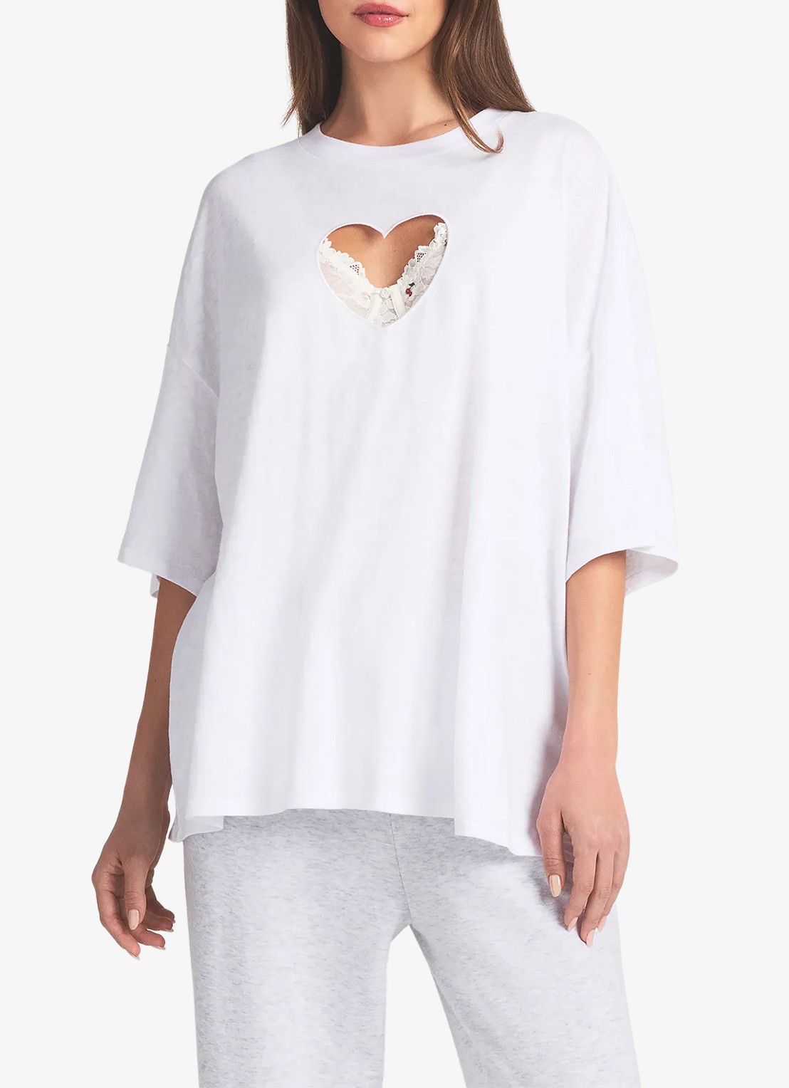 SKIMS Worn In Jersey Oversized T-Shirt met cut-out detail - detail snow