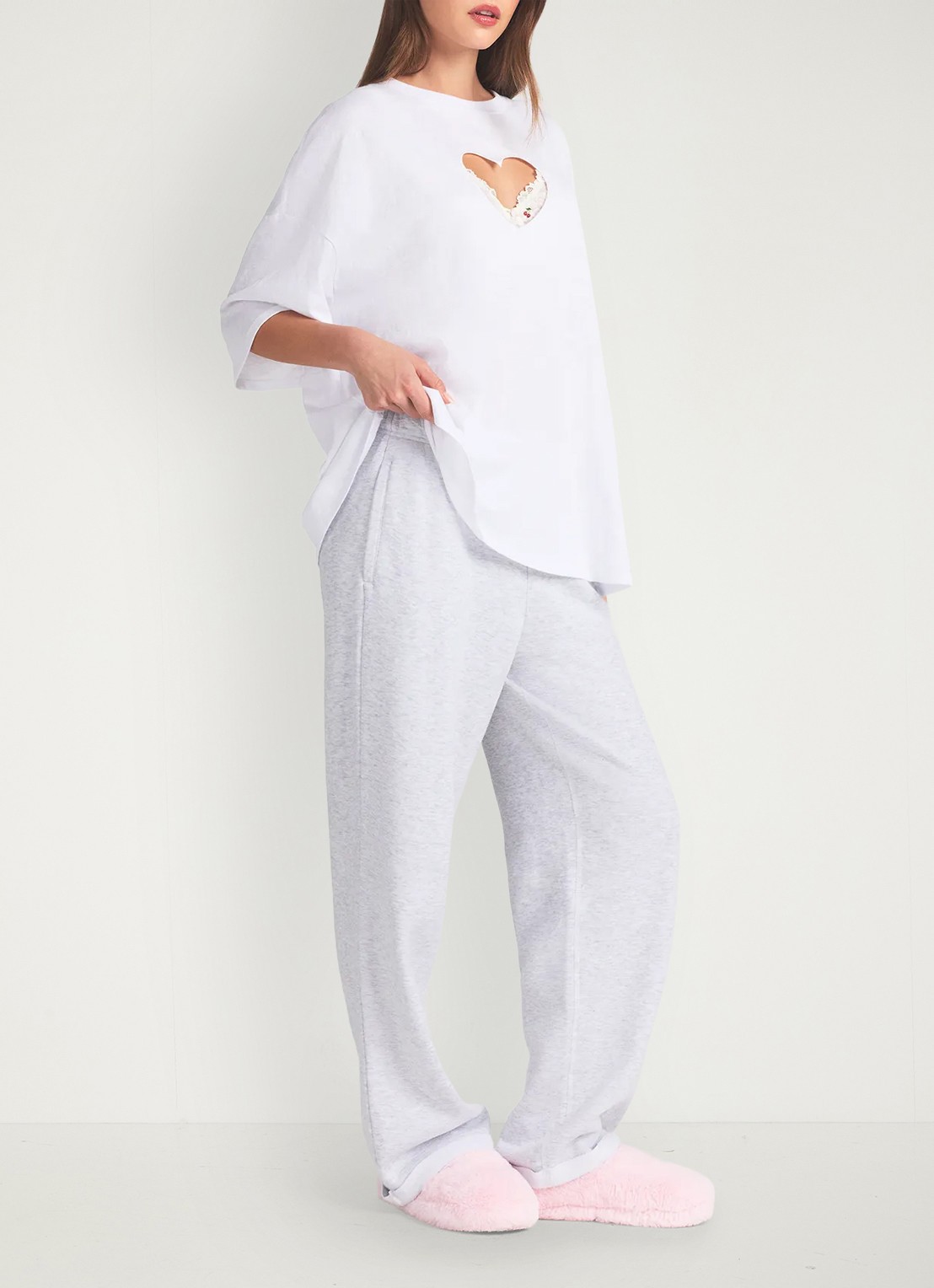 SKIMS Worn In Jersey Oversized T-Shirt met cut-out detail - detail 2 snow
