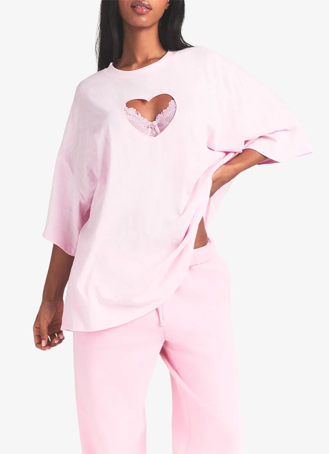 SKIMS Worn In Jersey Oversized T-Shirt met cut-out detail - detail 3 baby pink