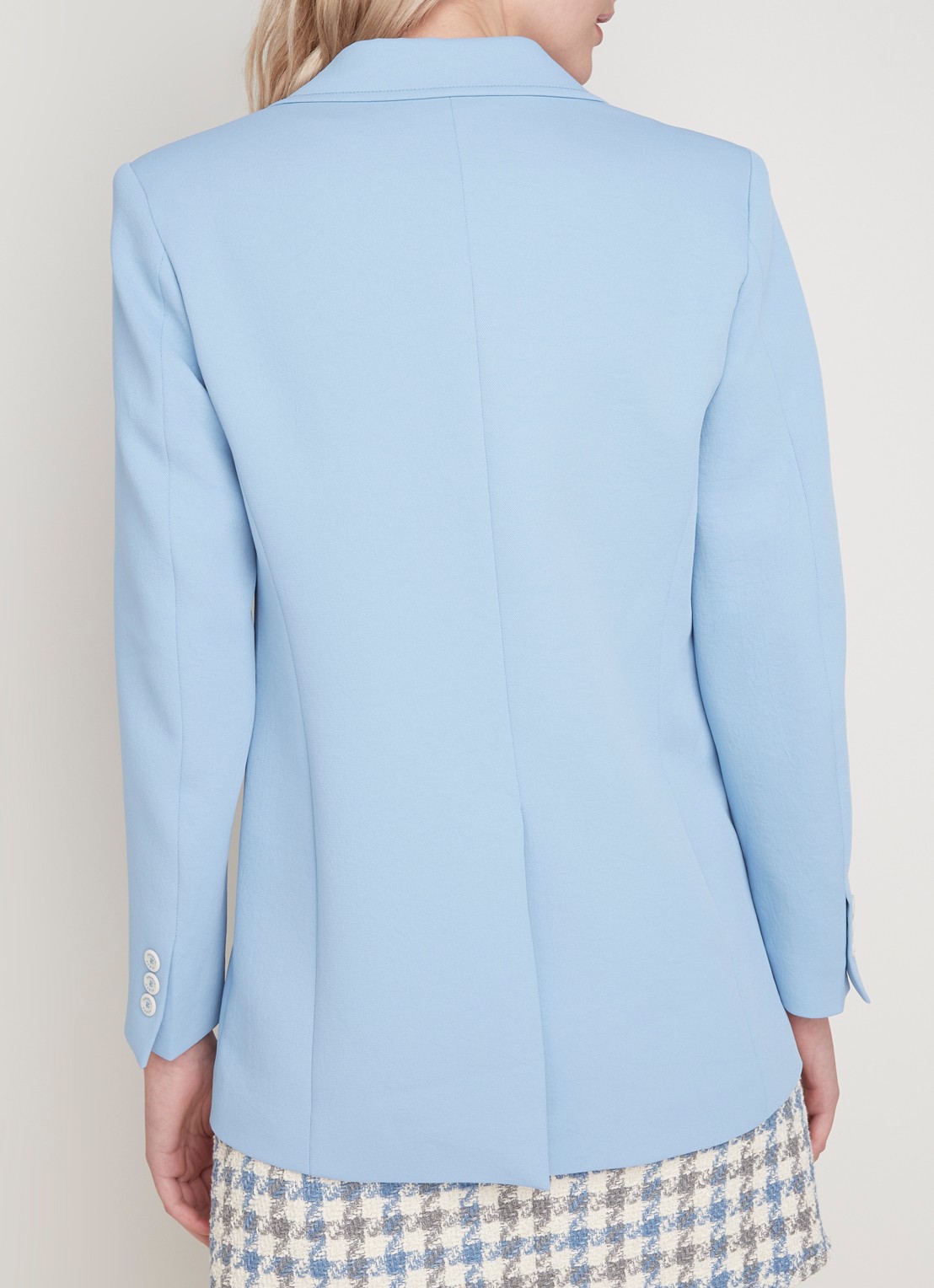 Slim fit blazer met klepzakken - achterkant lichtblauw