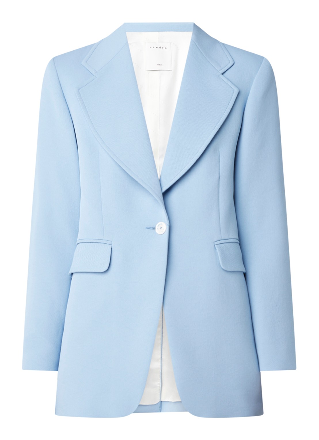 Slim fit blazer met klepzakken - voorkant 2 lichtblauw