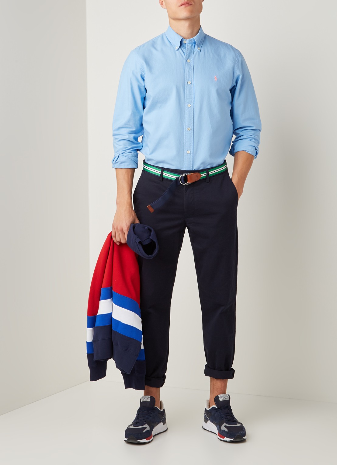 Slim fit button down-overhemd - voorkant 3 blue