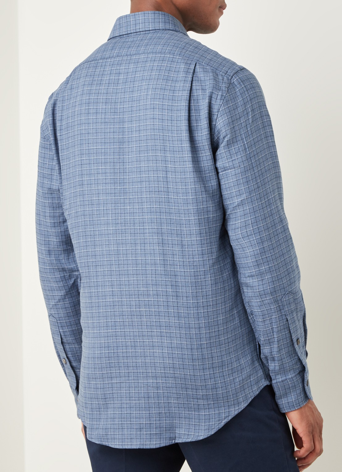 Slim fit overhemd met ruitdessin - achterkant 2 plaid - navy