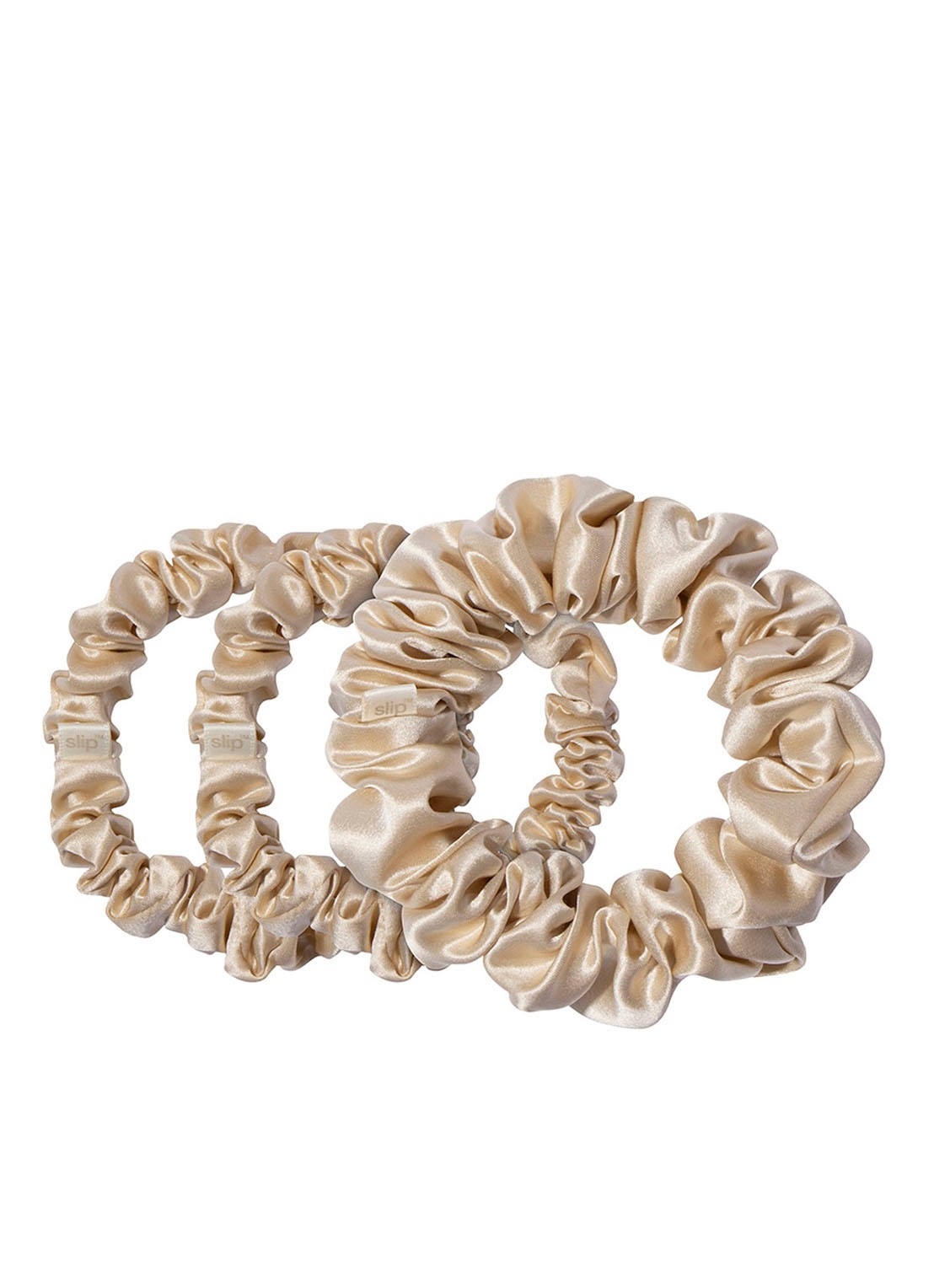 slip Back To Basics Pure Silk Scrunchies Set - haarelastiek van zijde set van 3 - voorkant blonde
