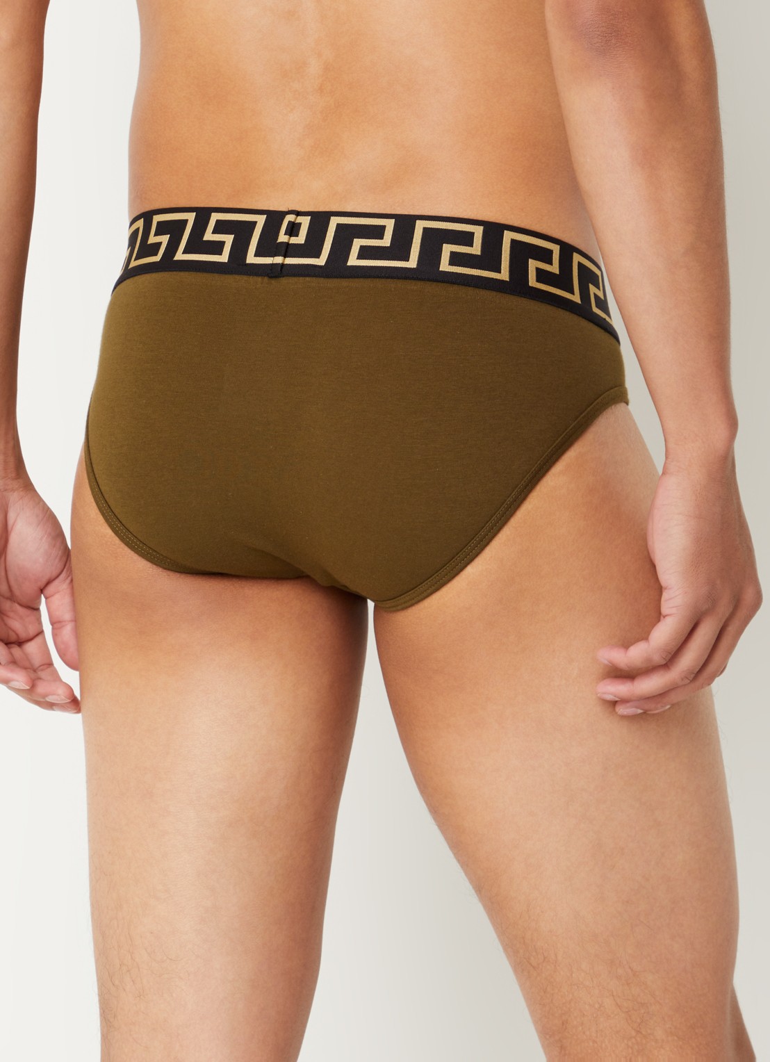 Slip met logoband - achterkant olijfgroen