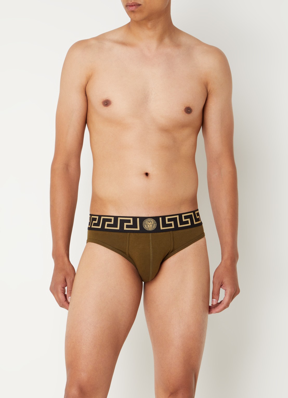 Slip met logoband - voorkant 4 olijfgroen
