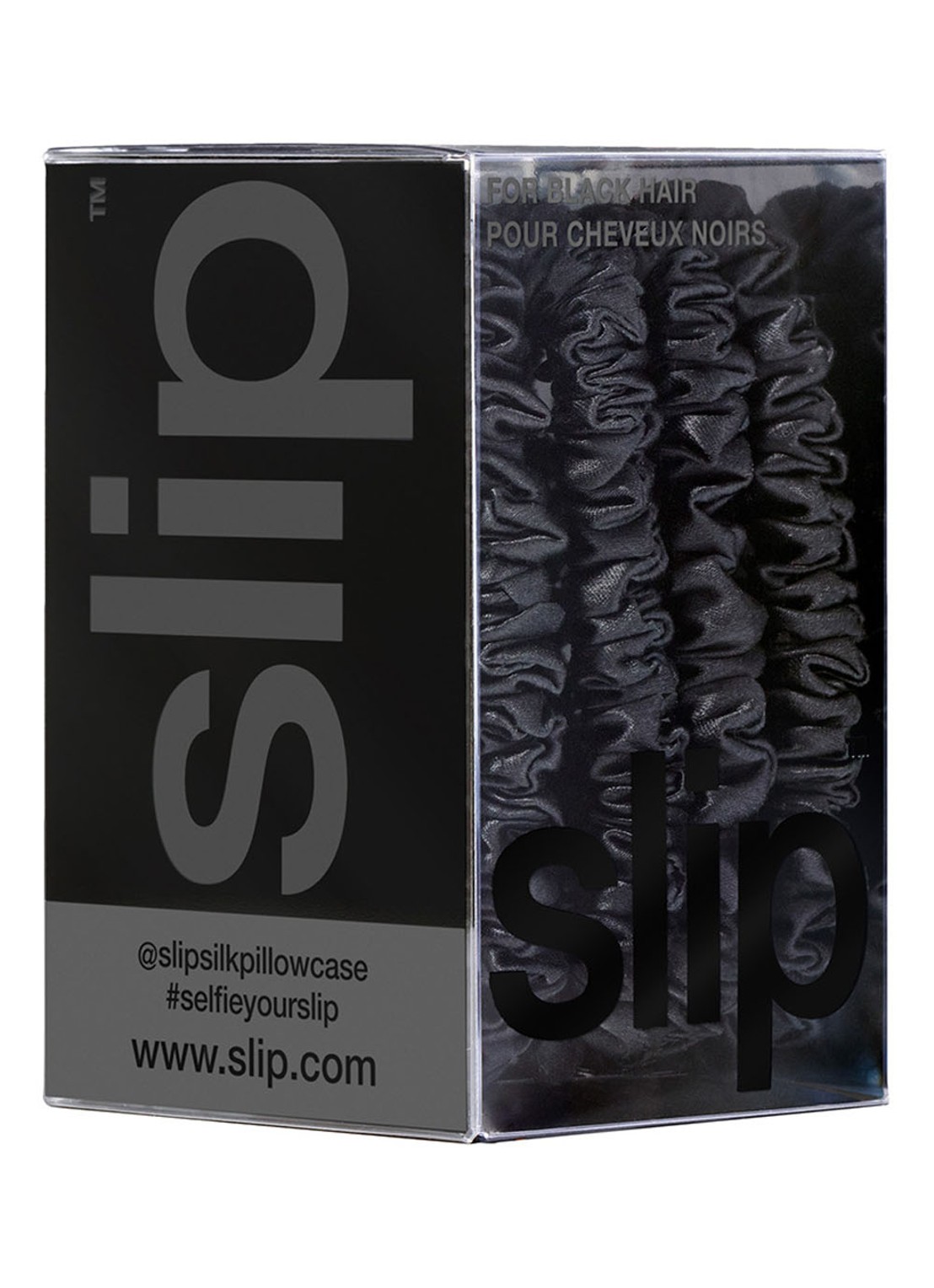 slip Pure Silk Skinny Scrunchies - zijden haarelastiek - detail 6 black