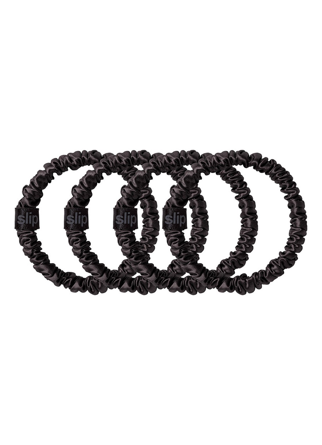 slip Pure Silk Skinny Scrunchies - zijden haarelastiek - voorkant black