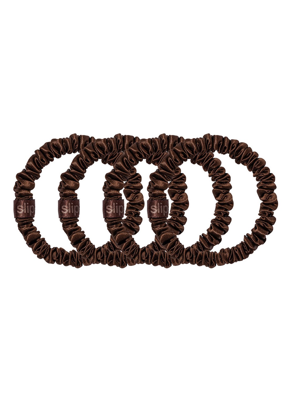 slip Pure Silk Skinny Scrunchies - zijden haarelastiek - voorkant dark brown