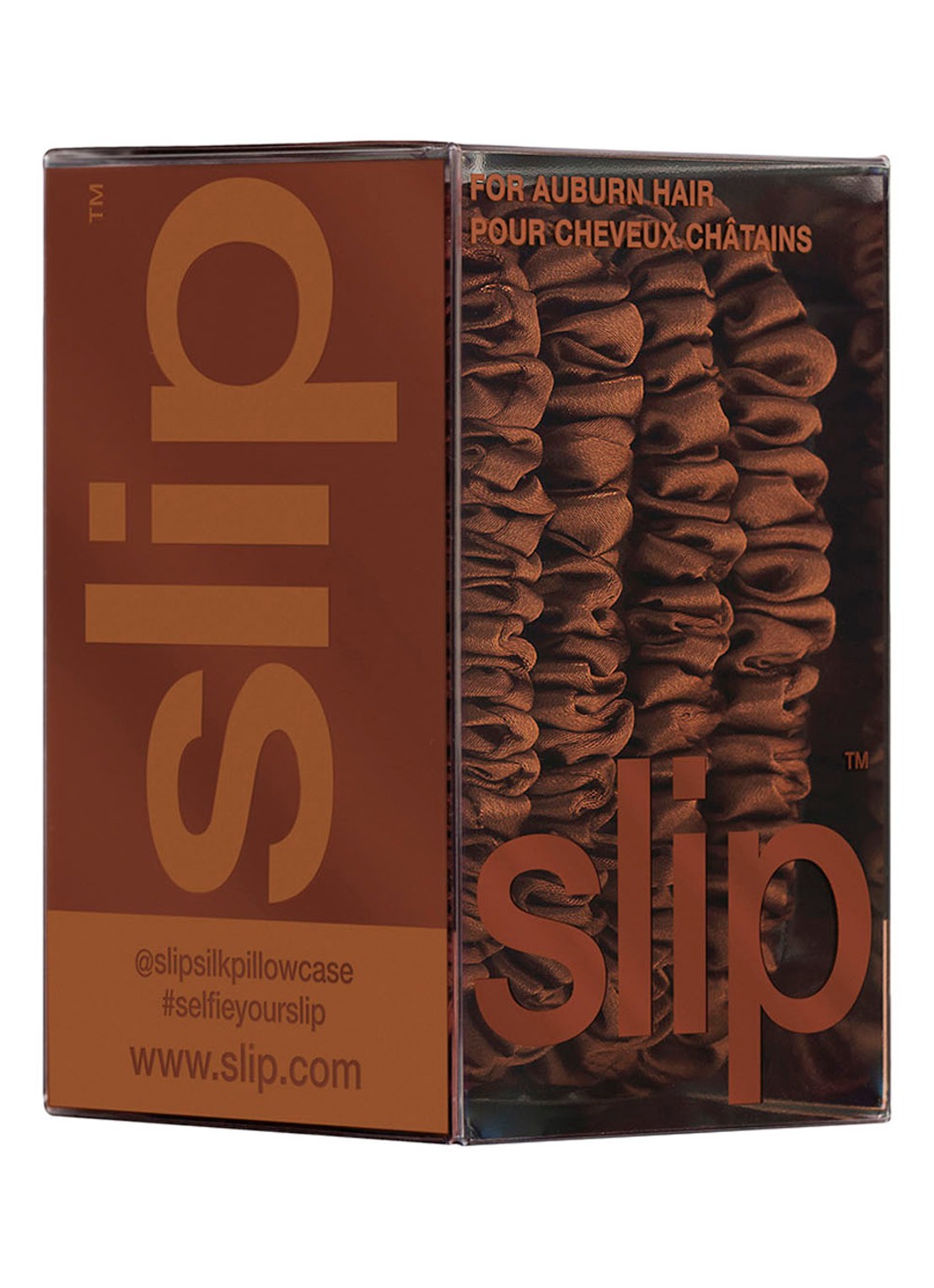 slip Pure Silk Skinny Scrunchies - zijden haarelastiek - detail 6 auburn
