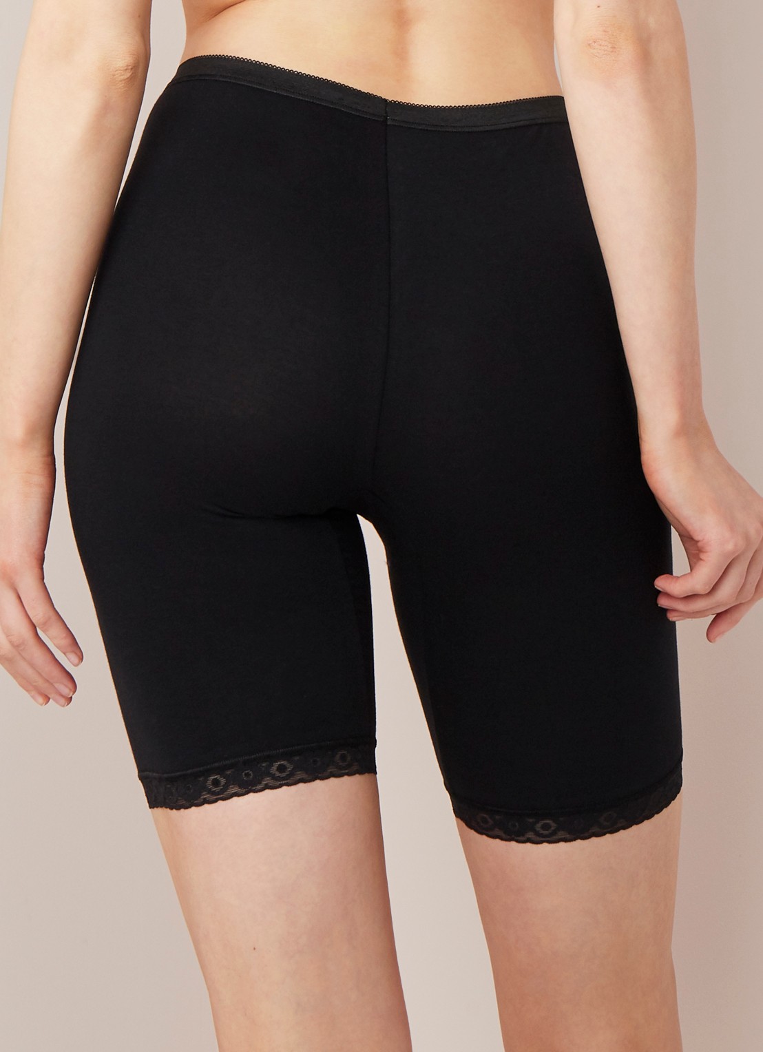 Sloggi Basic+ long halflange shorts met kant - achterkant zwart