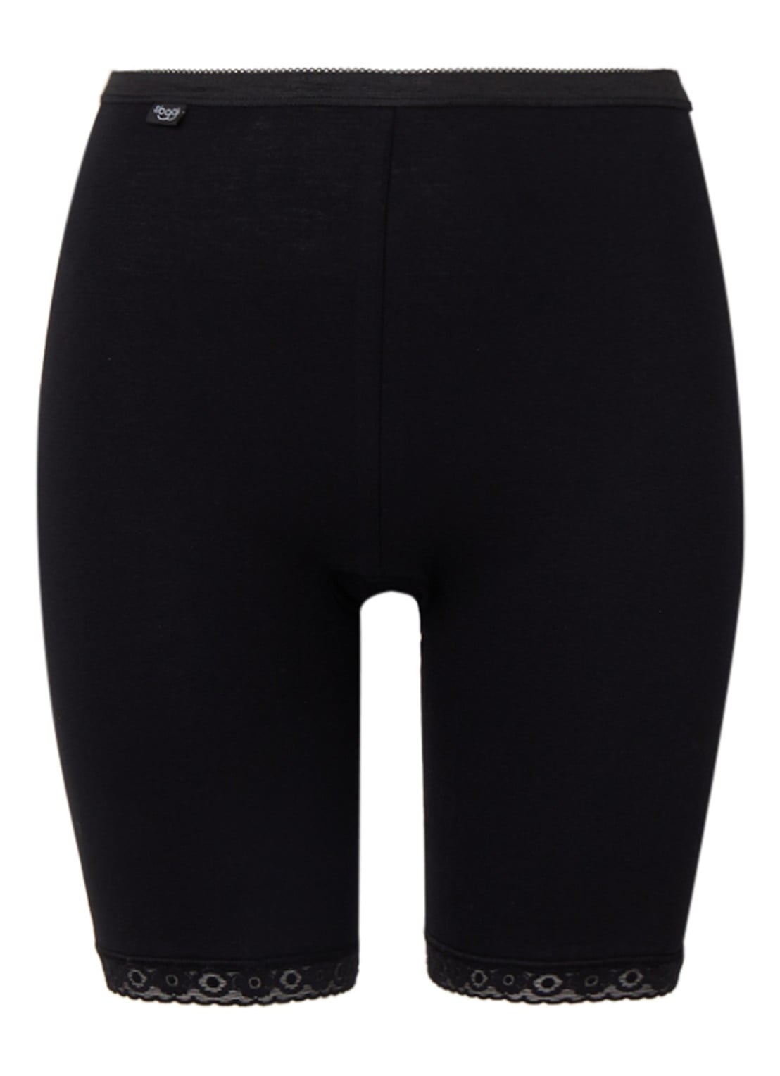 Sloggi Basic+ long halflange shorts met kant - voorkant 2 zwart
