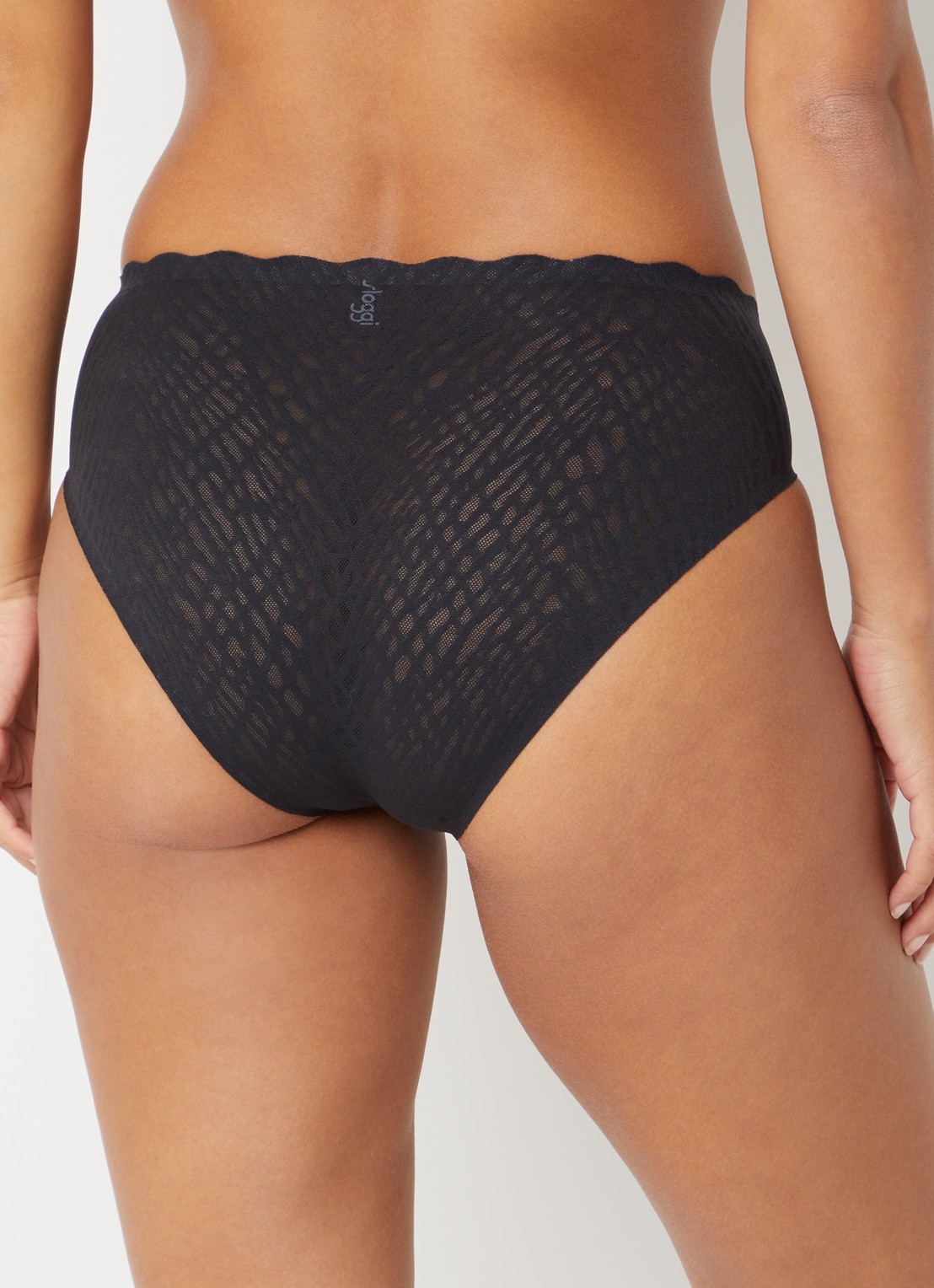 Sloggi Bliss high waisted hipster met opengewerkt dessin - achterkant 5 zwart