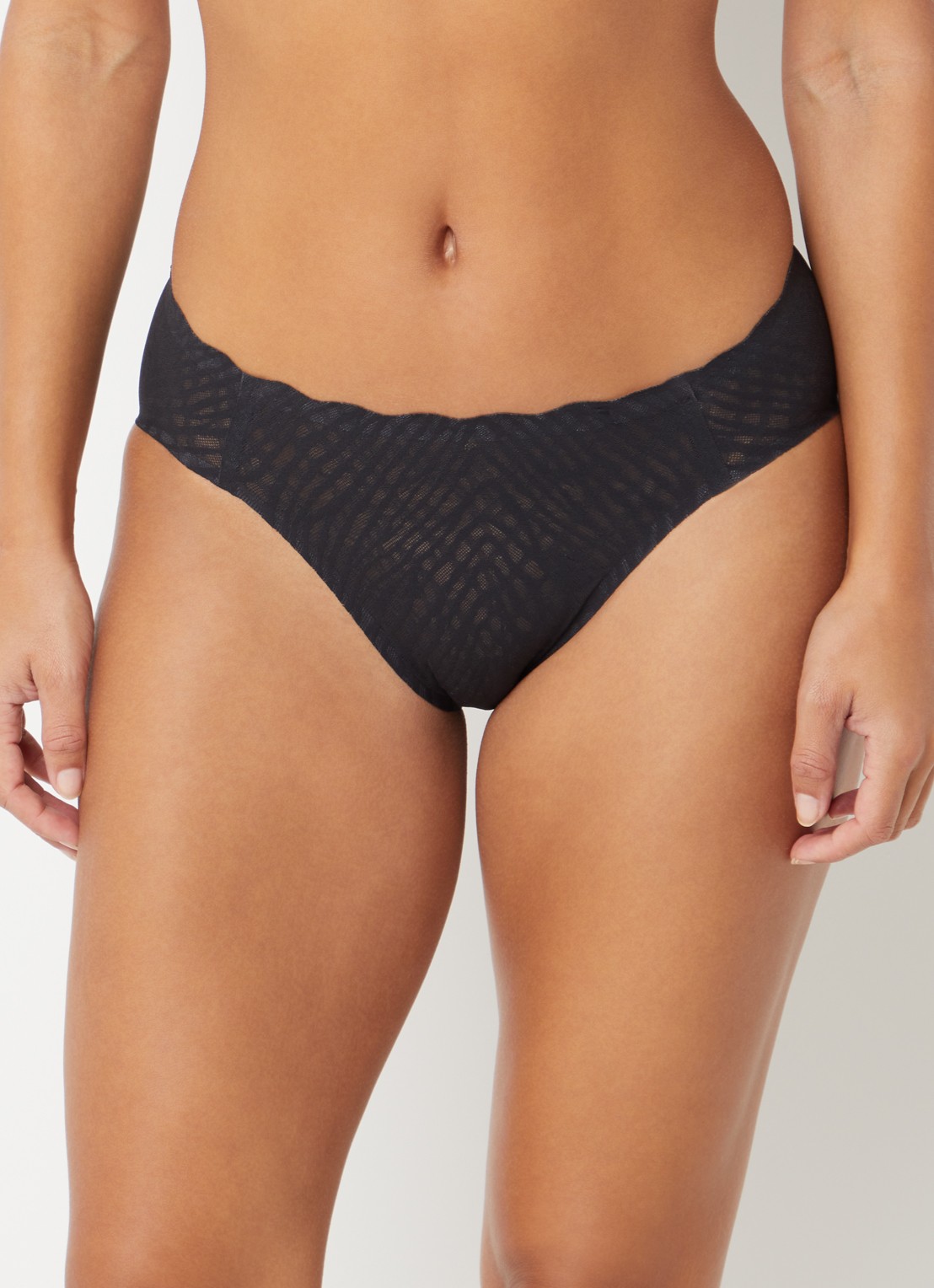 Sloggi Bliss high waisted hipster met opengewerkt dessin - voorkant 2 zwart