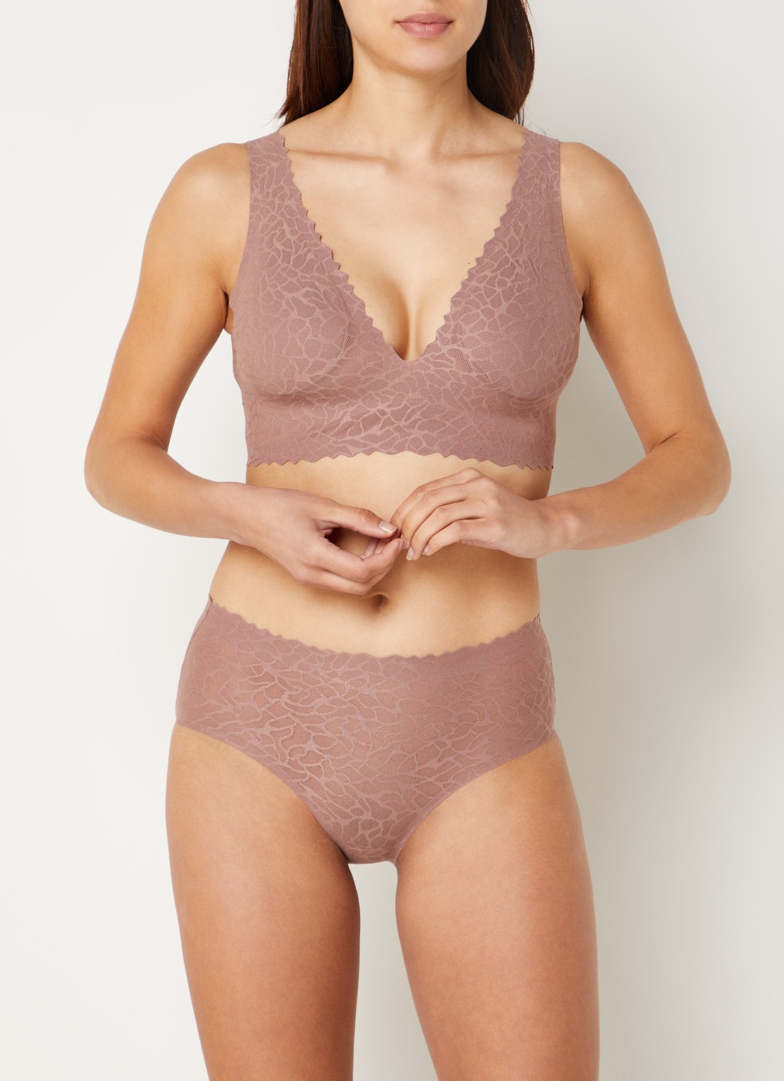 Sloggi ZERO Feel Lace slip van kant - voorkant 2 oudroze