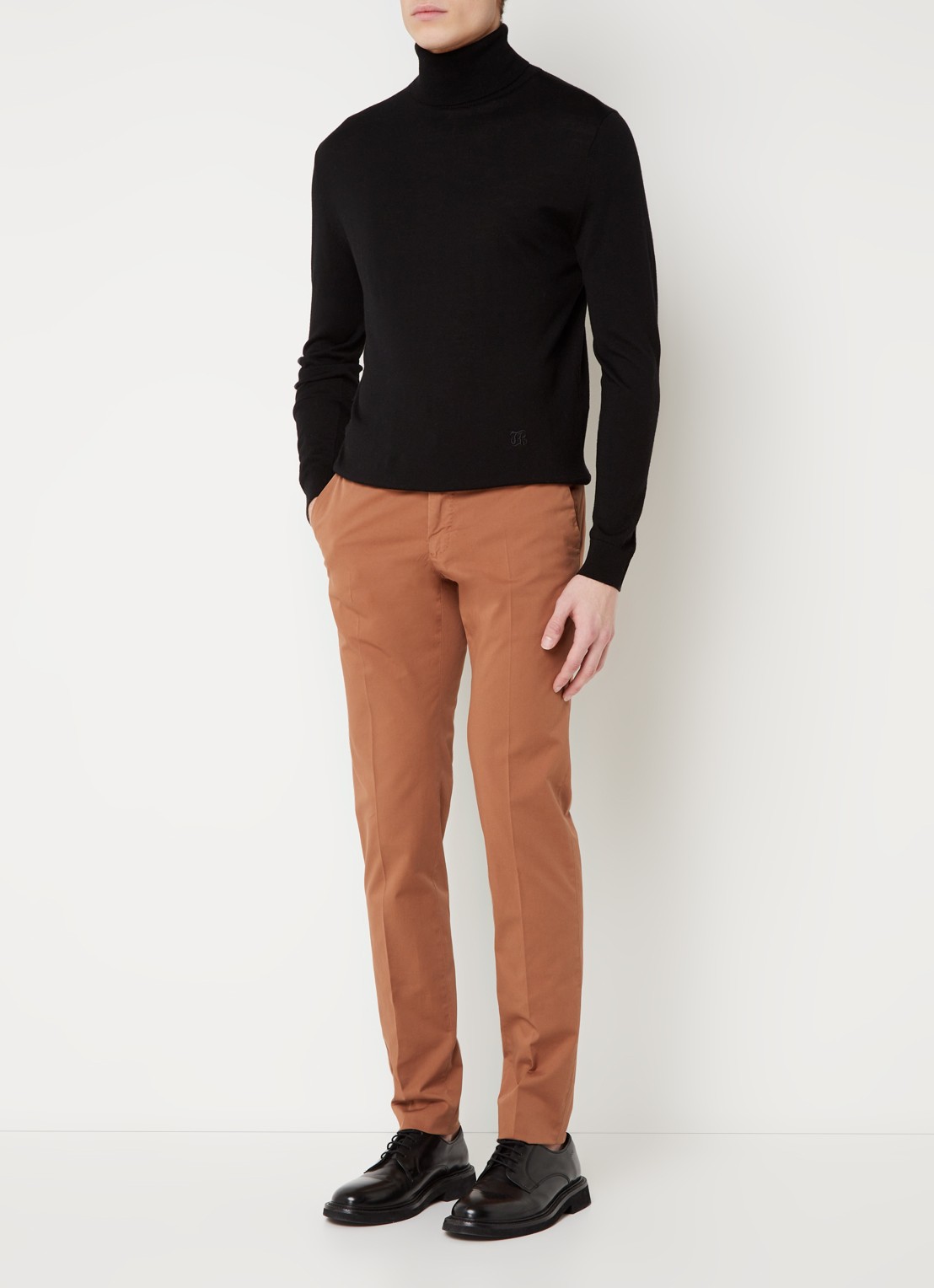 Slowear Royal Batavia slim fit chino met steekzakken - voorkant 5 bruin