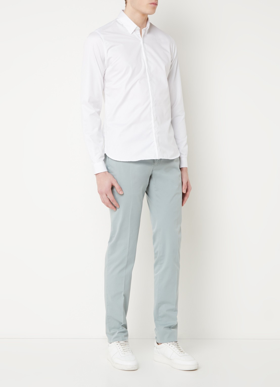 Slowear Royal Batavia slim fit chino met steekzakken - voorkant 4 mint