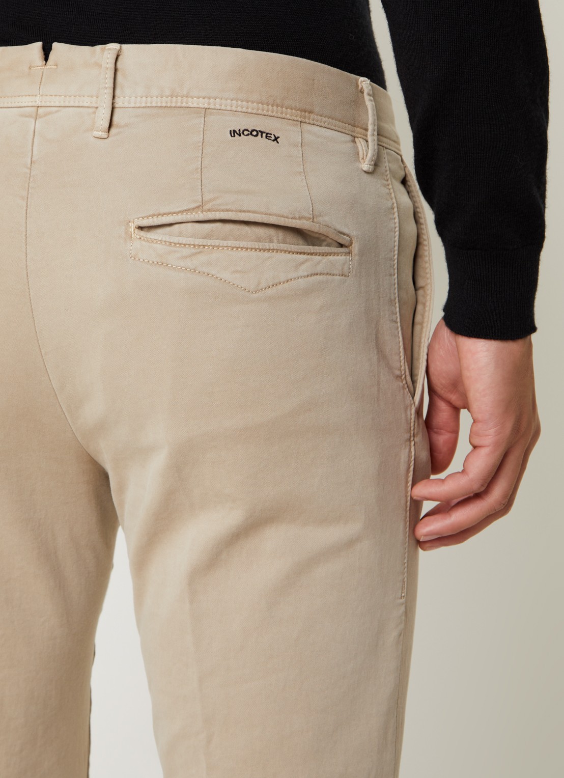 Slowear Slim fit chino met steekzakken - detail 4 donkerbeige