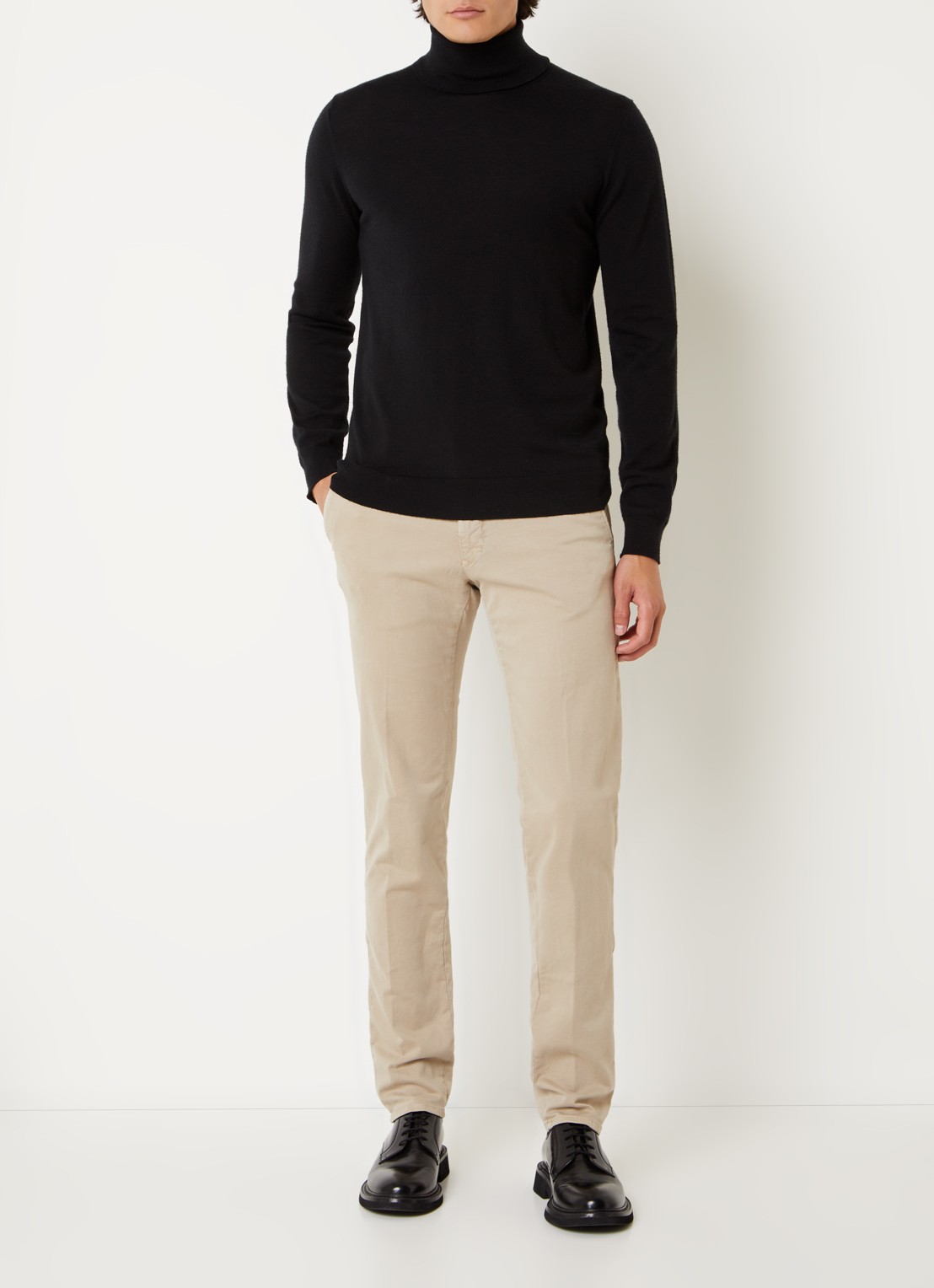 Slowear Slim fit chino met steekzakken - voorkant 6 donkerbeige