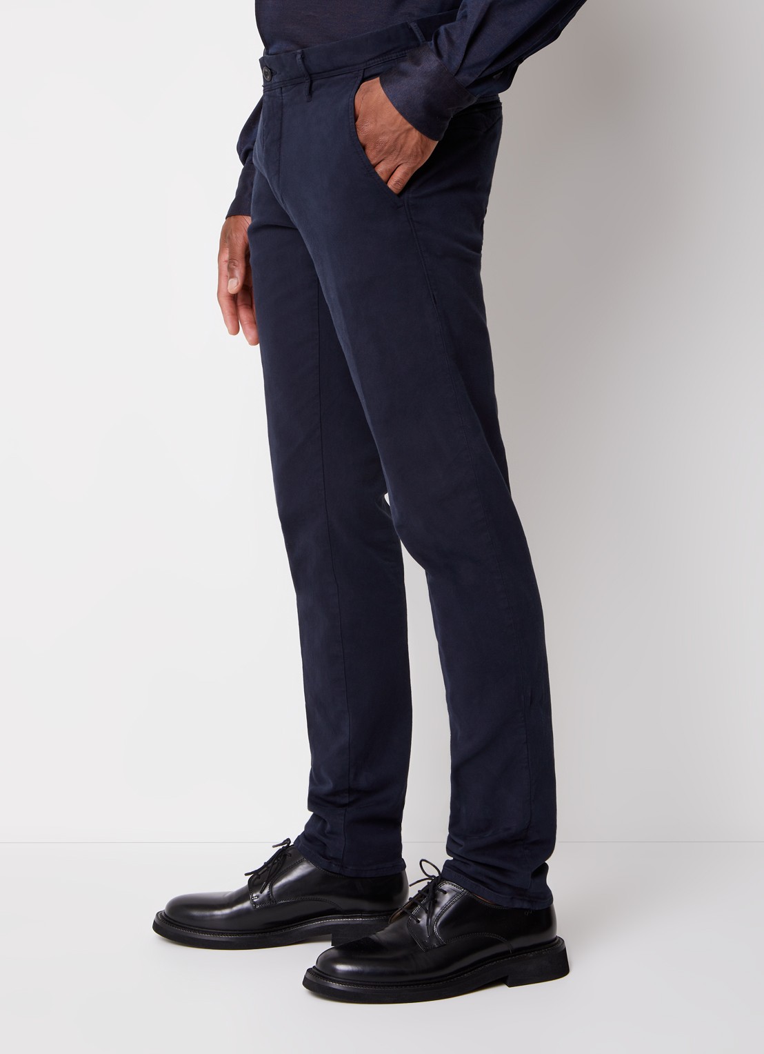 Slowear Slim fit chino met steekzakken - detail 3 blauw