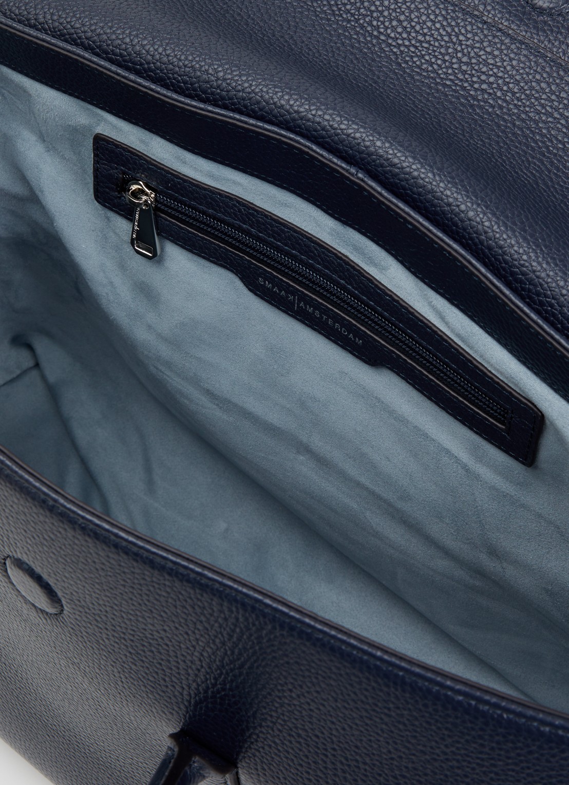 Smaak Barbra Xl handtas van leer met afneembare schouderriem - detail donkerblauw