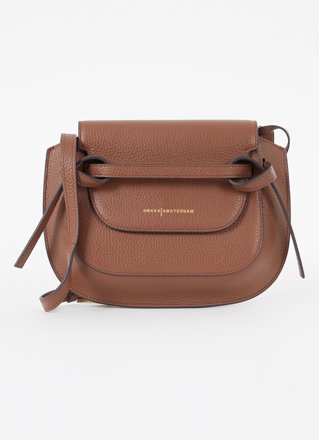Smaak Clint crossbodytas van leer - voorkant 2 cognac