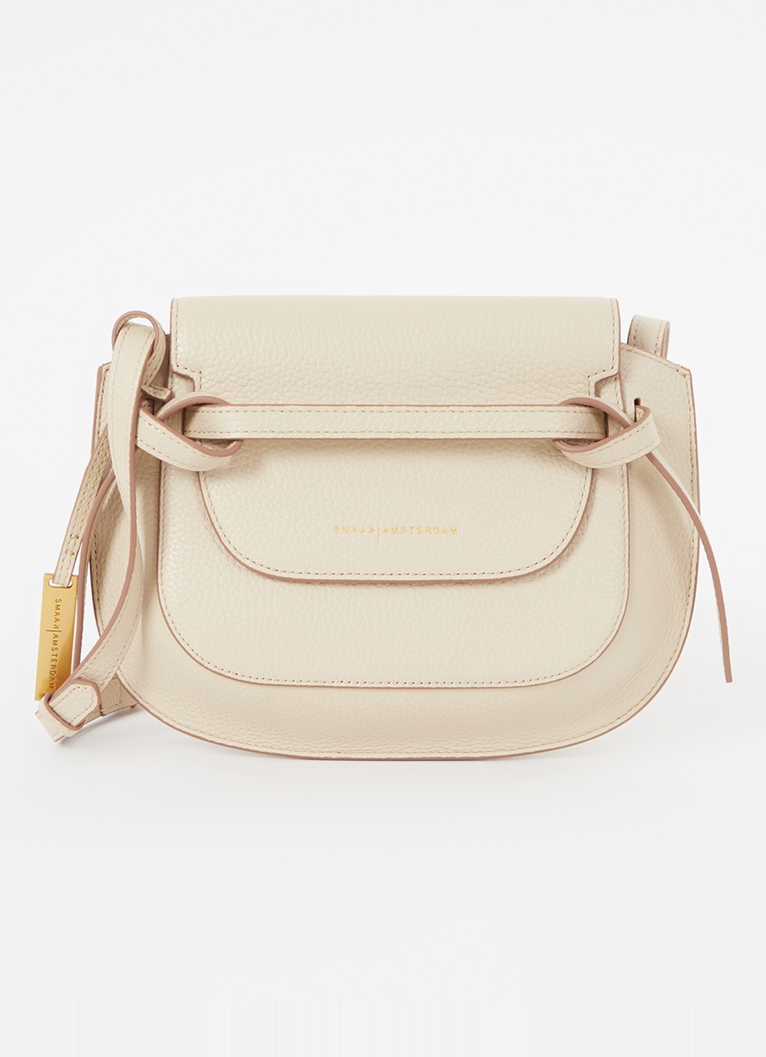 Smaak Clint crossbodytas van leer - voorkant beige