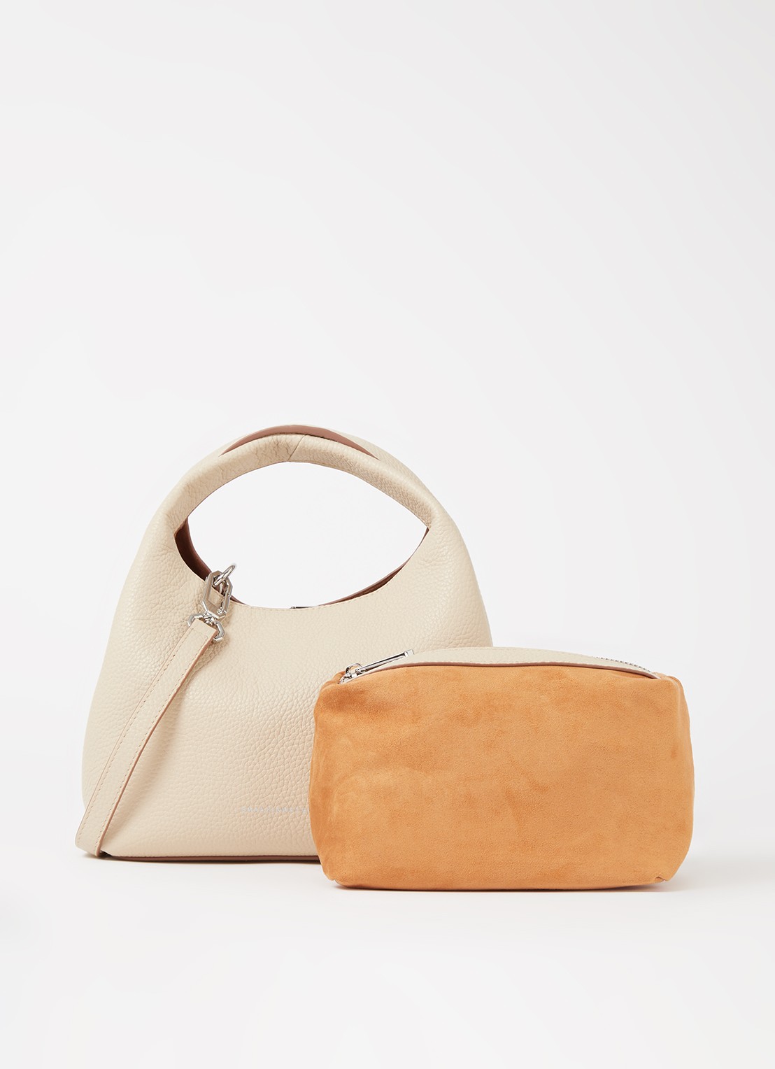 Smaak Daisy Mini Shopper handtas van leer met uitneembare etui - voorkant 2 ivoor