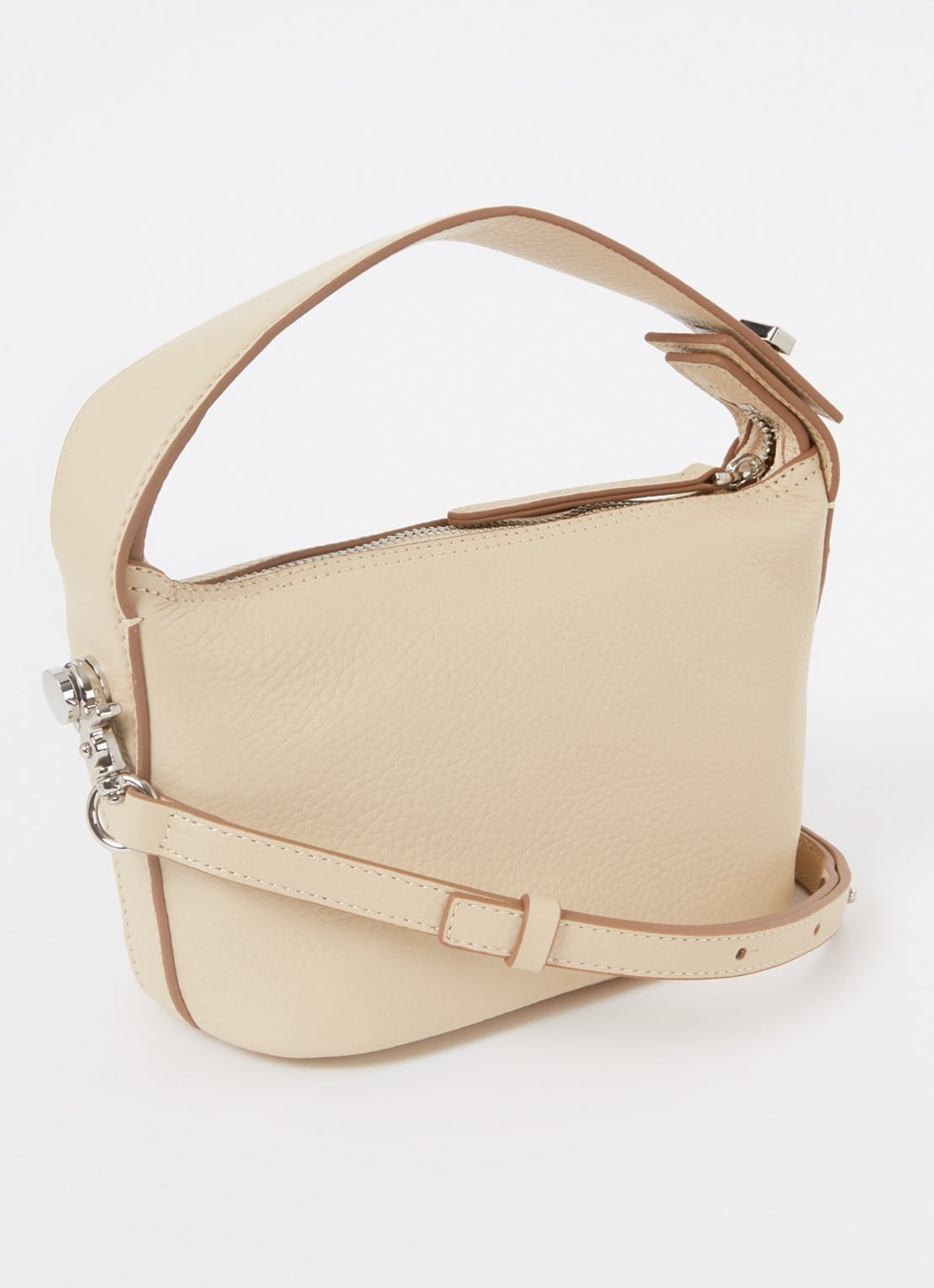 Smaak Deniz handtas van leer met afneembare schouderriem - achterkant 4 beige