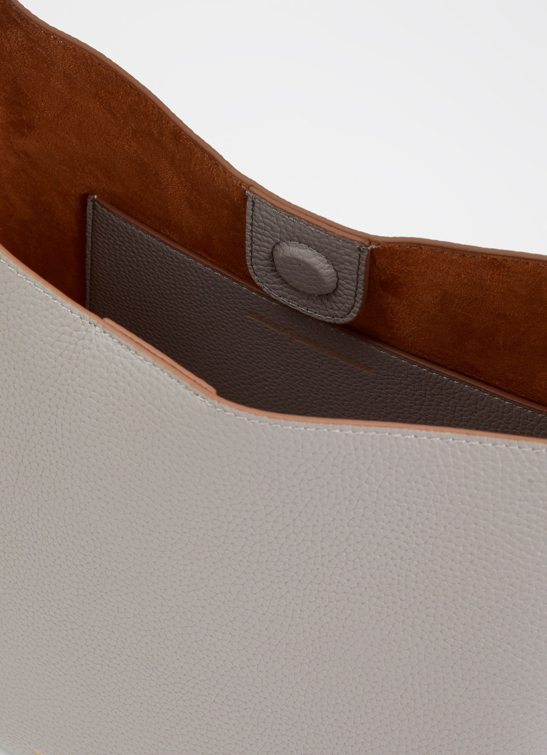 Smaak Elles schoudertas van leer met afneembare schouderriem - detail 2 taupe