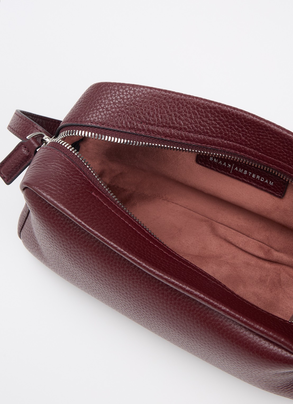 Smaak Joep crossbodytas van leer - detail 2 bordeauxrood