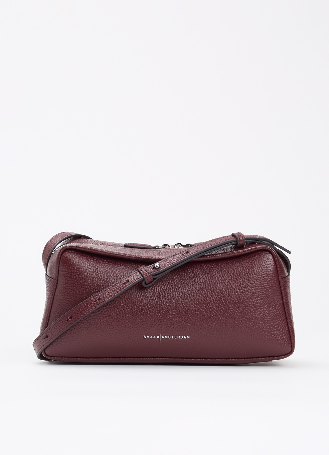 Smaak Joep crossbodytas van leer - voorkant bordeauxrood