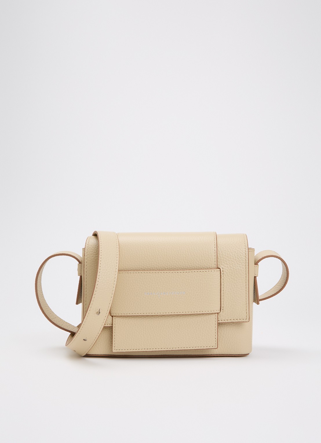 Smaak Megan crossbodytas van leer met logo - voorkant ivoor
