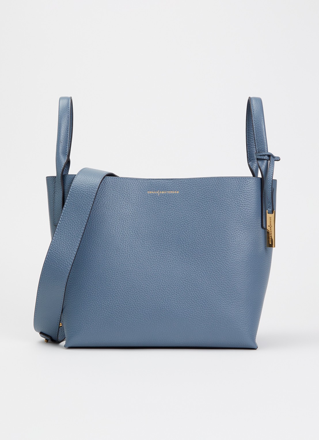 Smaak Scott crossbodytas van leer met uitneembaar etui - voorkant staalblauw