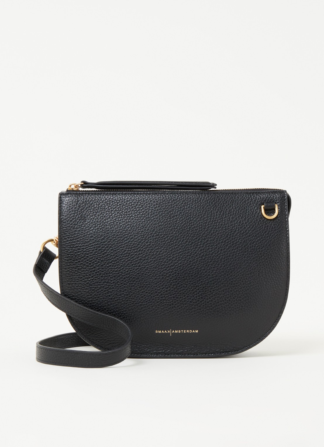 Smaak Silke crossbodytas van leer - voorkant 2 zwart