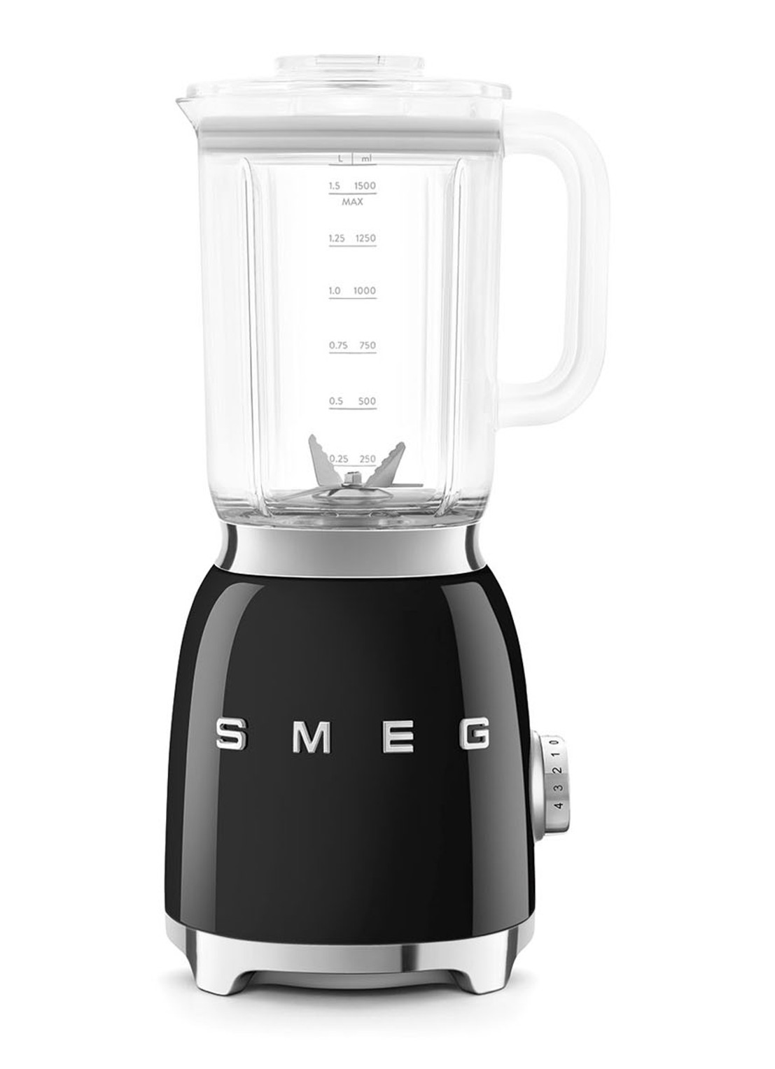 SMEG 50's Style Blender 1,5 liter BLF03BLEU - voorkant zwart