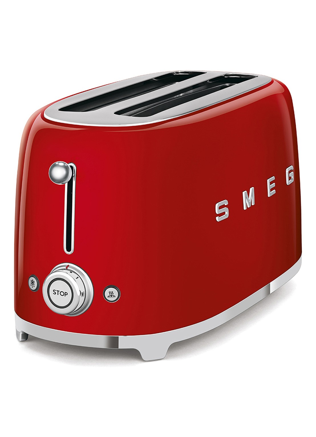 SMEG 50's Style broodrooster 2-slots extra lang TSF02RDEU  - voorkant 3 rood