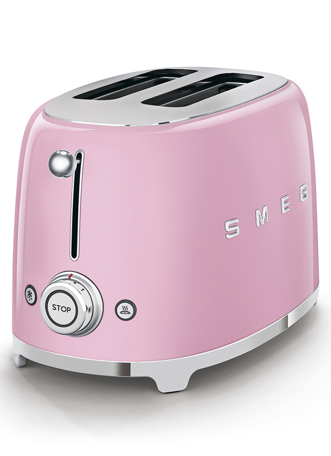 SMEG 50's Style broodrooster 2-slots TSF01PKEU - voorkant 2 roze