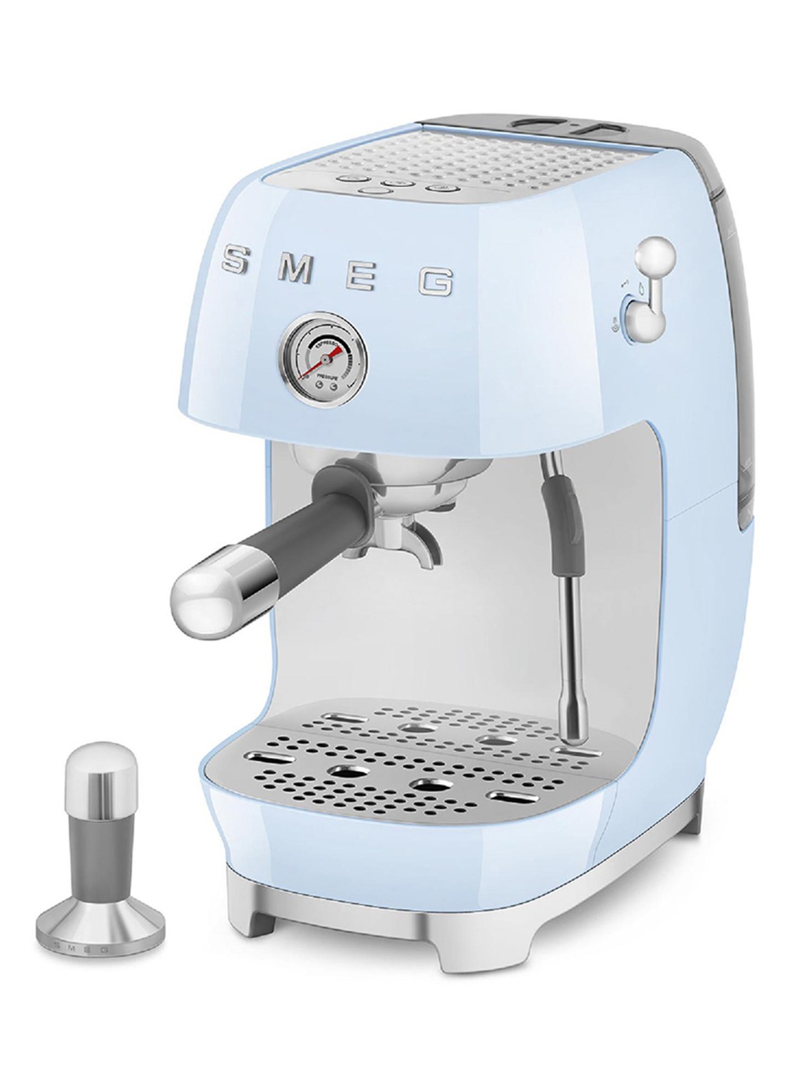 SMEG 50's Style handmatige espressomachine ECF03 - voorkant 4 lichtblauw