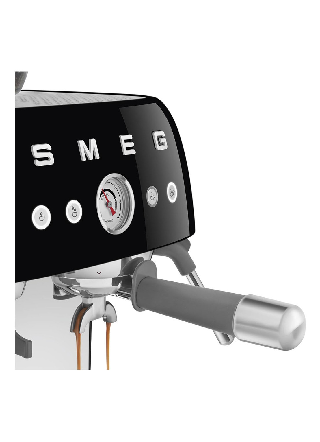 SMEG 50's Style handmatige espressomachine EGF03BLEU - detail 4 zwart